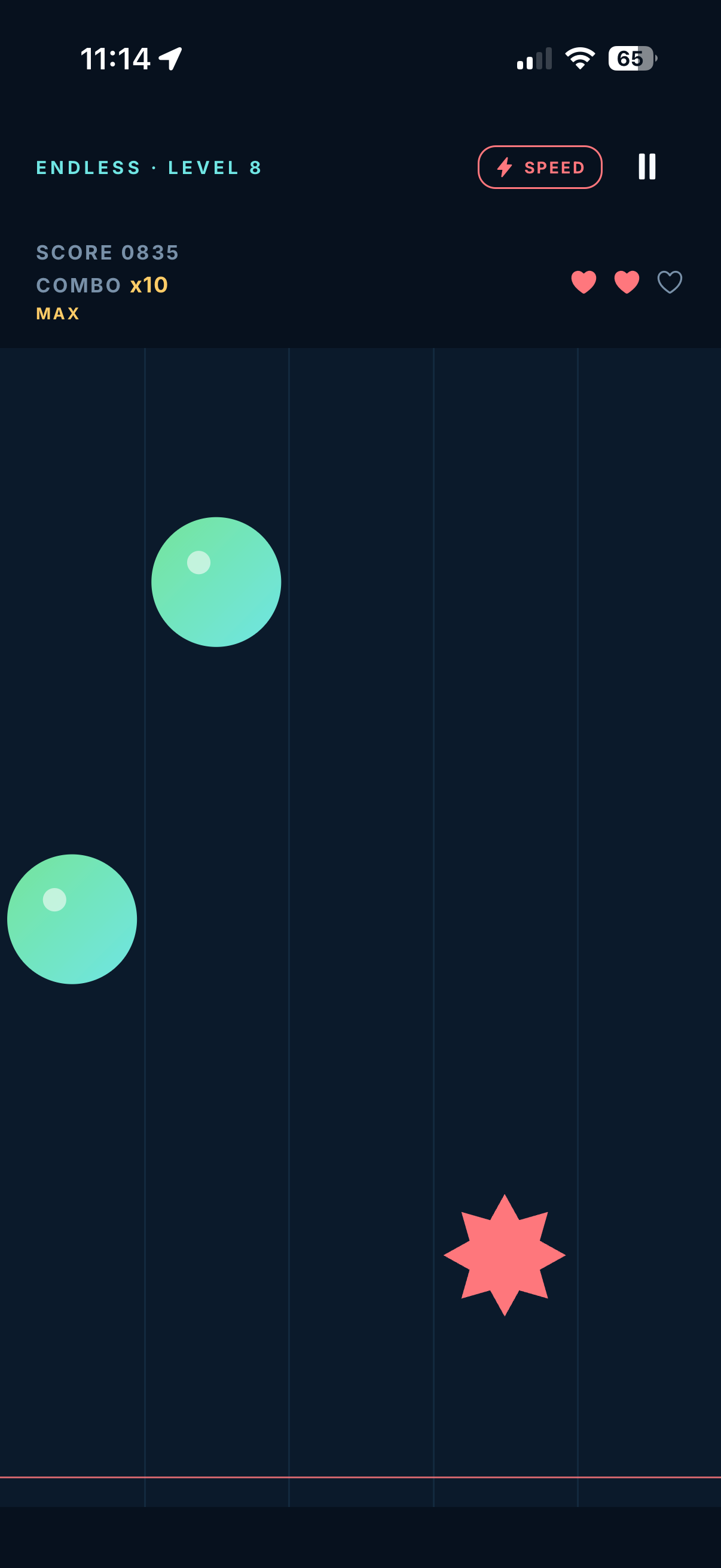 Drop Drop endless mode at level 8 with a max combo