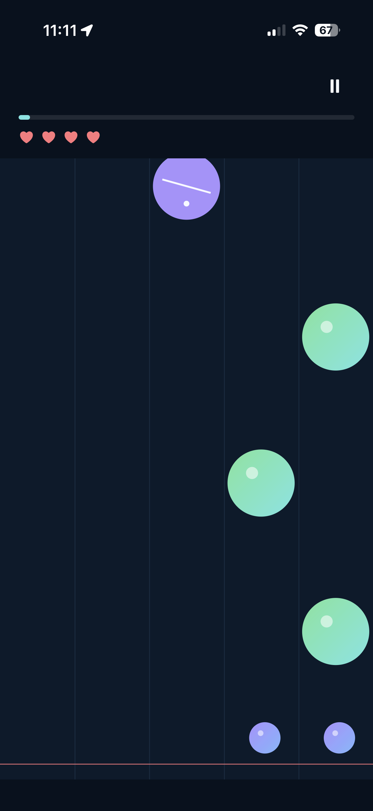Drop Drop stage with green and purple blobs falling